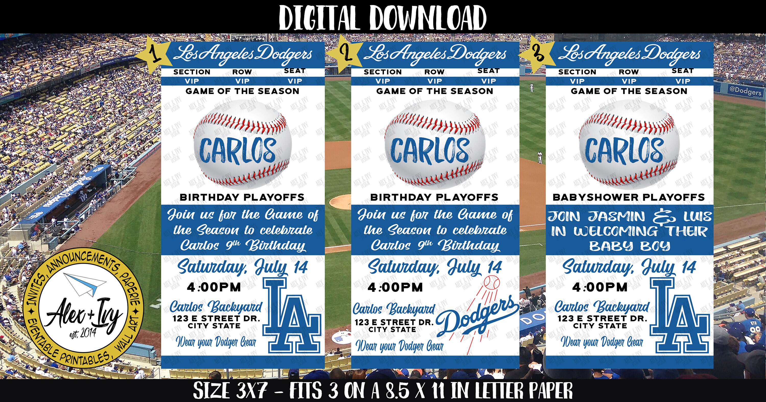 Dodger Allaccess Baseball Invite Digital Download Etsy