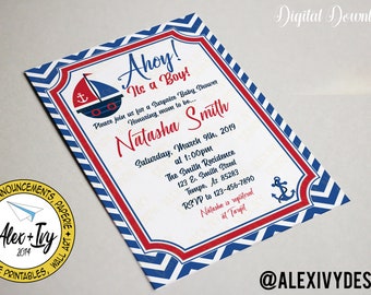 Ahoy Sailboat Invitation Printable - Ahoy It's a boy!