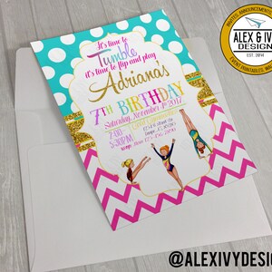Gymnastics birthday invitation - Gymnast invitation -Gymnastic invite diy