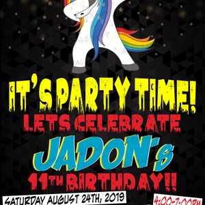 Dabbing Unicorn Birthday Invitation image 2