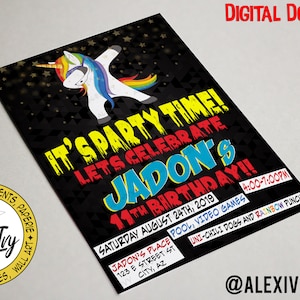 Dabbing Unicorn Birthday Invitation image 1