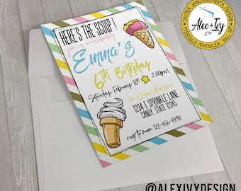 Ice Cream party invitation- Printable