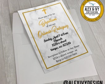 Marble Baptism Invitation
