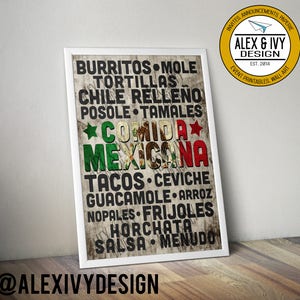 Digital Download - Comida Mexicana- Cocina - mexican food // home decor