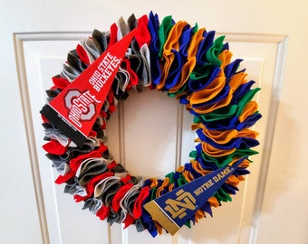 House Divided Wreath - OSU / Notre Dame