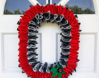 The Ohio State University  Block O Wreath - Alternating Grey with Scarlet