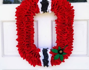 The Ohio State University  Block O Wreath - Scarlet with Dark Grey Helmet