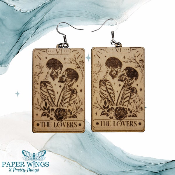 THE LOVERS Tarot Card - Laser Cut Handmade Wooden Earrings