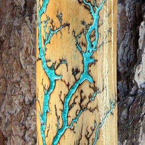 68” Fractal Burned SWEETGUM Walking Stick Handmade and Finished USA