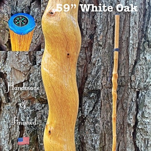 59” Vine Twisted WHITE OAK Walking Stick Handmade & Finished USA