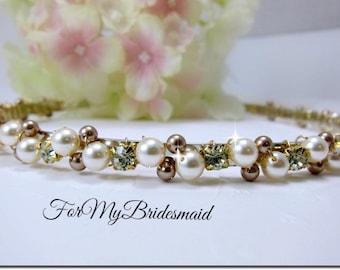 Gold Pearl headband, Bridal Pearl headpiece, Gold Rhinestone Wedding gold Headband, Bridal Headband, Bridal Accessories, Wedding Accessories