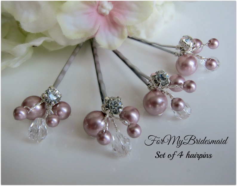 pick your color Set of 4 Wedding Hair pins Rhinestone Hair Pins Bridal Hair Pins Bridal Pearl Pins Pearl Pins