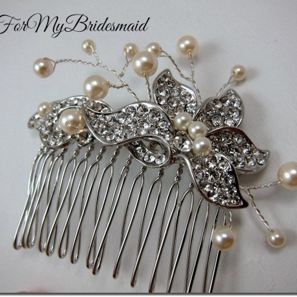 Crystal Pearl Wedding Hair Comb Prom Bridal Hairpiece Gatsby Old Hollywood Wedding Silver Hair Combs Headpiece Jewelry Accessory