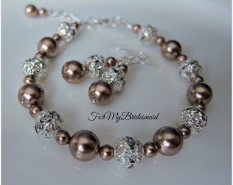 Bridesmaid Bracelet Set-Swarovski Pearl Bracelet Set-Pearl Rhinestone Bridal Bracelet-Pearl Wedding bracelet