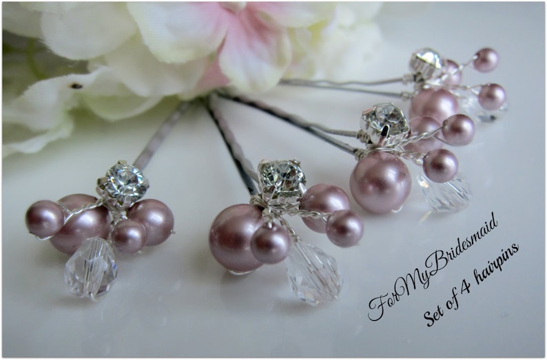 pick your color Set of 4 Wedding Hair pins Rhinestone Hair Pins Bridal Hair Pins Bridal Pearl Pins Pearl Pins