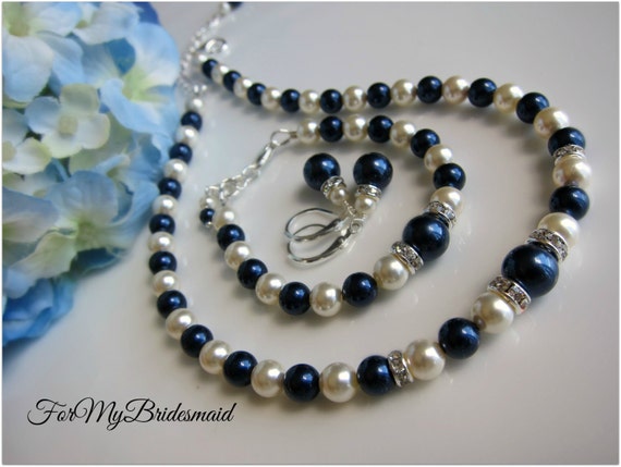 Blue Floating Necklace, navy blue pearl necklace, Illusion... | eBay