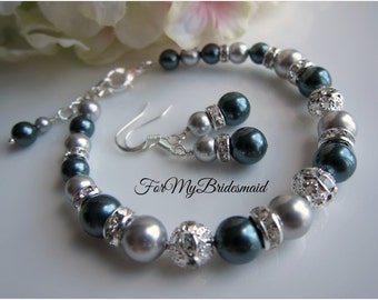 Wedding Jewelry, bridal pearl bracelet, bridesmaid gift, mother of the bride/groom, pearl bracelet, birthday,  Tahitian silver grey jewelry