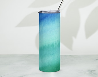 Blue and Green Stainless steel tumbler, Gradient Pattern