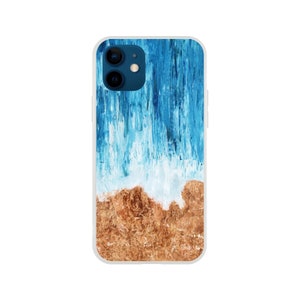 Ocean Waves Design Flexi Phone Case, Colorful Watercolour Pattern iPhone, Samsung Galaxy Cellphone Cover image 10