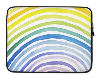 Rainbow Arches, Laptop Sleeve, Colorful Watercolor Pattern, Tablet Case