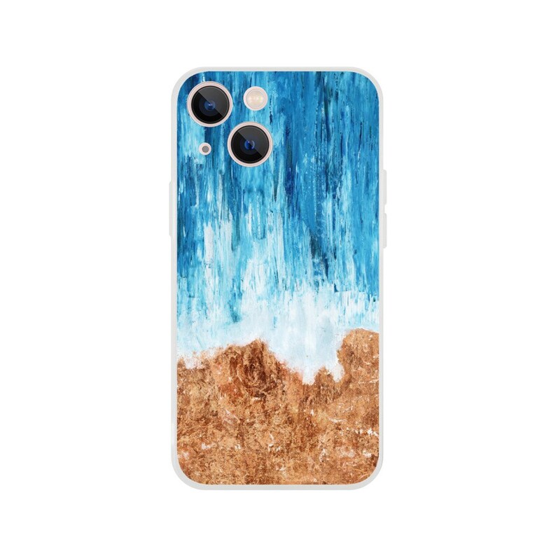 Ocean Waves Design Flexi Phone Case, Colorful Watercolour Pattern iPhone, Samsung Galaxy Cellphone Cover image 6