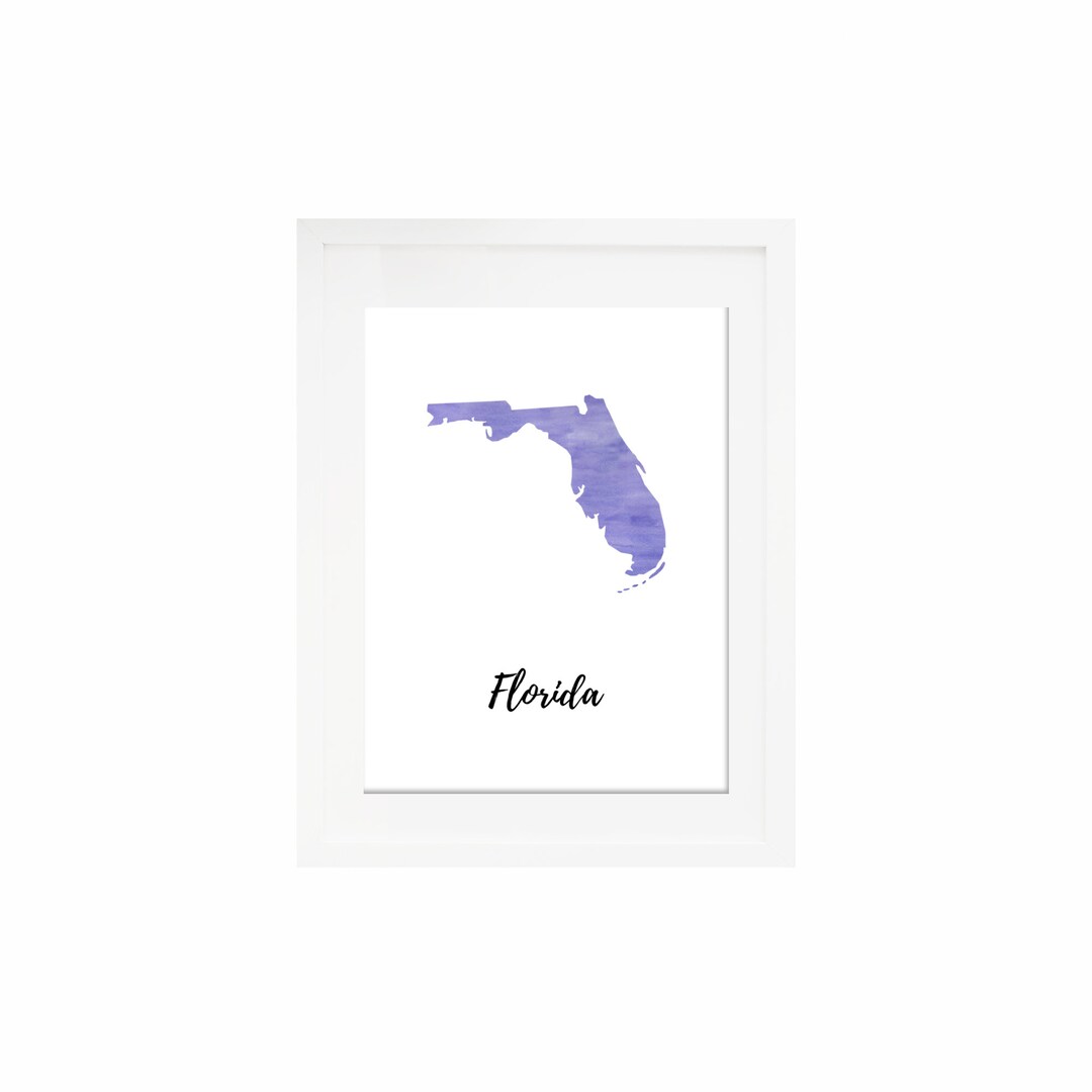 Florida Map Printable Watercolor Wall Art Instant Digital - Etsy