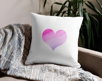 Pink Watercolor Heart, Throw Pillow Case, Valentine's Day Decor, Romantic Valentine Gift or Present, Love, Romance