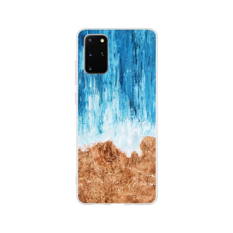 Ocean Waves Design Flexi Phone Case, Colorful Watercolour Pattern iPhone, Samsung Galaxy Cellphone Cover image 5