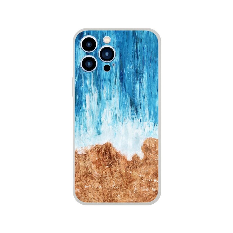 Ocean Waves Design Flexi Phone Case, Colorful Watercolour Pattern iPhone, Samsung Galaxy Cellphone Cover image 3