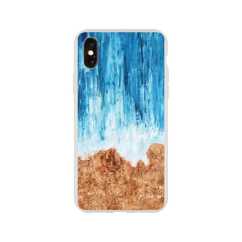 Ocean Waves Design Flexi Phone Case, Colorful Watercolour Pattern iPhone, Samsung Galaxy Cellphone Cover image 7