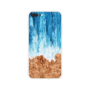 Ocean Waves Design Flexi Phone Case, Colorful Watercolour Pattern iPhone, Samsung Galaxy Cellphone Cover image 2