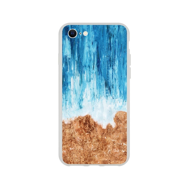 Ocean Waves Design Flexi Phone Case, Colorful Watercolour Pattern iPhone, Samsung Galaxy Cellphone Cover image 8