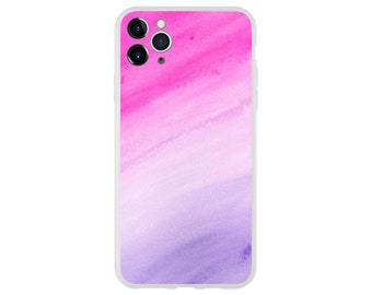 Pink and Purple Gradient Sky, Flexi Phone Case, Colorful Watercolor Pattern | Cellphone Cover For iPhone 13 12 11 Samsung Galaxy
