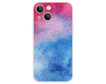 Pink and Blue Gradient, Flexi Phone Case, Colorful Watercolor Pattern | Cellphone Cover For iPhone 13 12 11 Samsung Galaxy