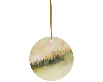 Pine Trees, Ceramic Ornament, Holiday Present or Gift