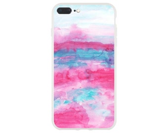 Pink and Blue Watercolor Design Flexi Phone Case, Colorful Watercolour Pattern | iPhone, Samsung Galaxy Cellphone Cover