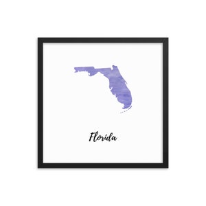 Florida or Any State or Country Map Watercolor Print with Frame, Travel Souvenir, Home Decoration, Vacation Gift image 10
