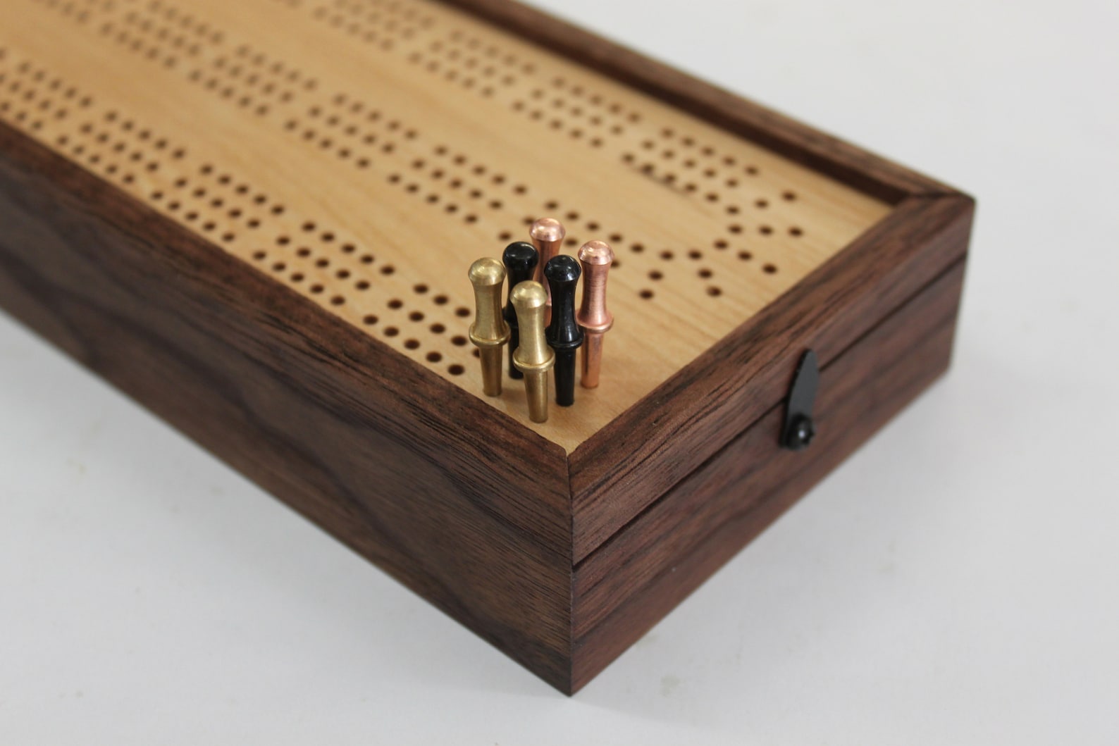 Cribbage Board with Card and Peg Storage American Walnut and Etsy