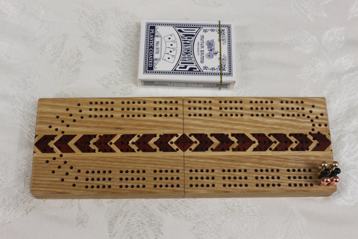 3player Folding Travel Cribbage Board With Inlays and Tote Etsy
