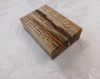 3-Player, Folding Travel Cribbage Board with Tote Bag, made of black limba
