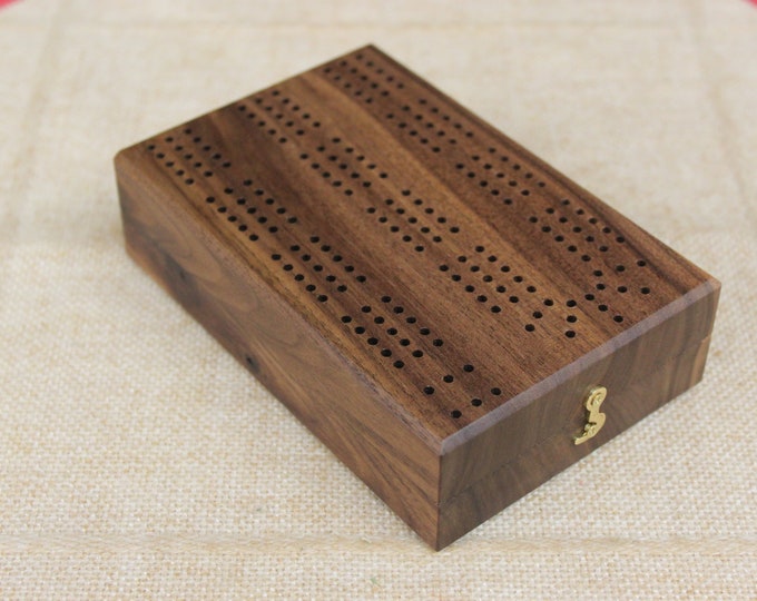 Folding Travel Cribbage Board, 3 Player Cribbage Made of American Walnut, Custom Engraving