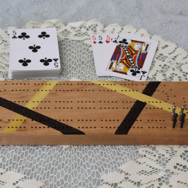 Tablero de Cribbage madera con incrustaciones, pista continua