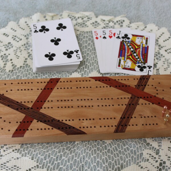 Pista continua, tablero de Cribbage madera con incrustaciones