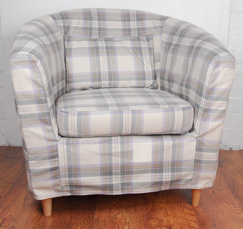 Slip Cover For The Ikea Ektorp Tullsta Tub Chair Grey Tartan Etsy