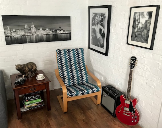 Ikea S Poang Slip Cover In A Fantastic Teal Black White Rhodes Etsy