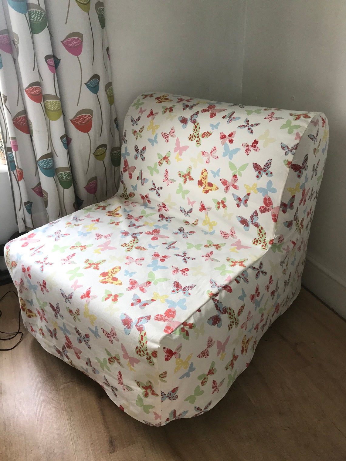 Ikea Lycksele Chair bed Slip Cover in Butterfly pattern cotton Etsy