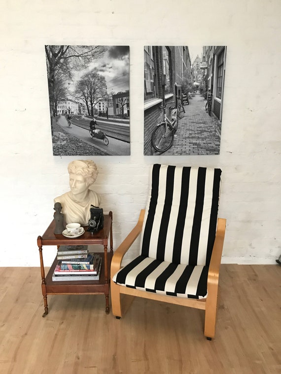 Ikea Alme Poang Chair Cover In Stripe Cotton Fabric Etsy