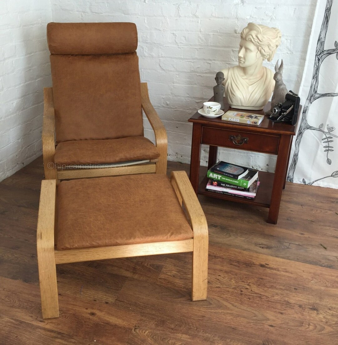 Poang Cover Vegan Distressed Leather Look Ikea Poang Chair Etsy