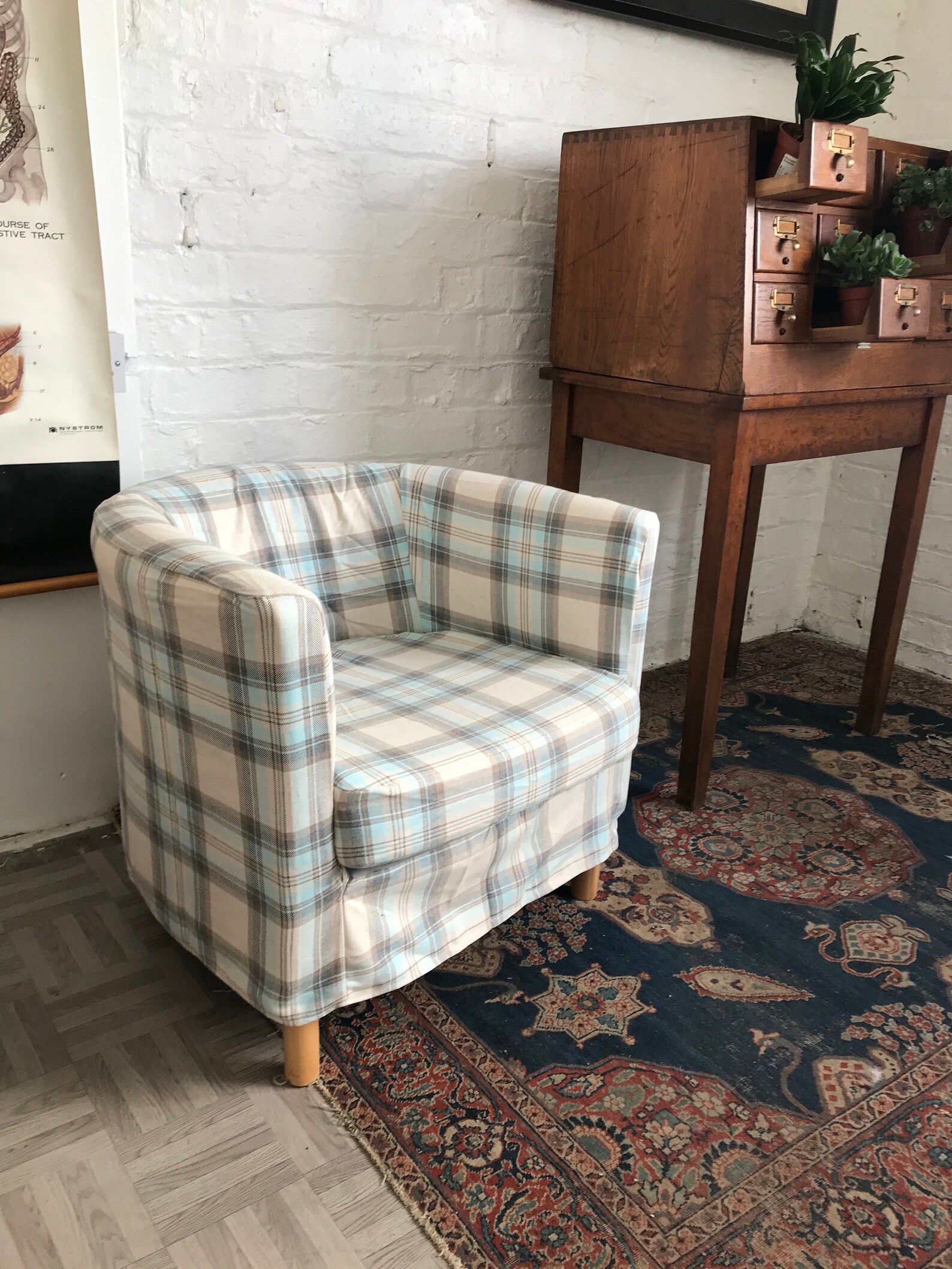 Ikea Solsta Olarp slip cover in Duck Egg Tartan fabric Etsy