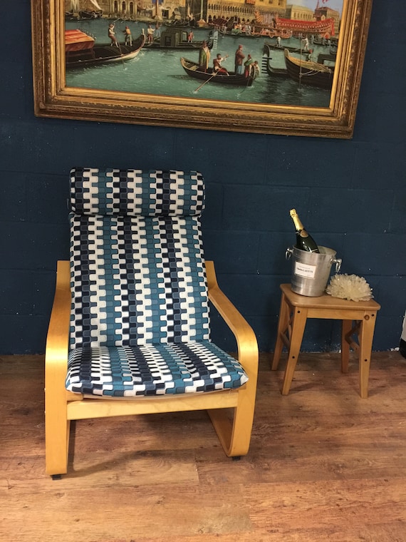 Ikea Poang Rocking Chair Slip Cover In A Fantastic Teal Black Etsy